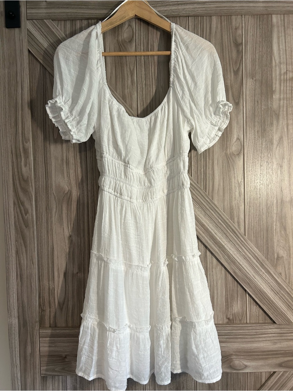 Streetwear Society White Smocked Cottagecore Tiered Mini Dress
